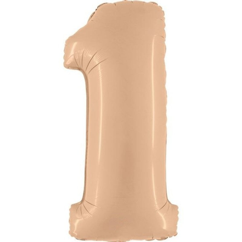 Nude Satin Number 1 Balloon Helium Filled - 34"