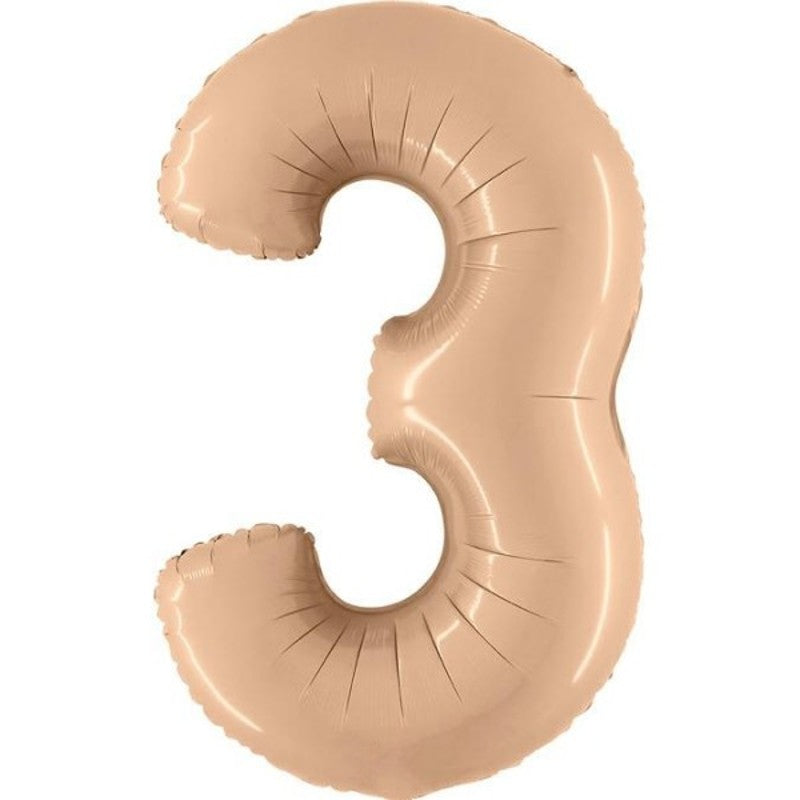 Nude Satin Number 3 Balloon Helium Filled - 34"