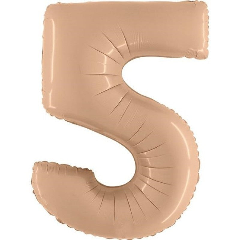 Nude Satin Number 5 Balloon Helium Filled - 34"