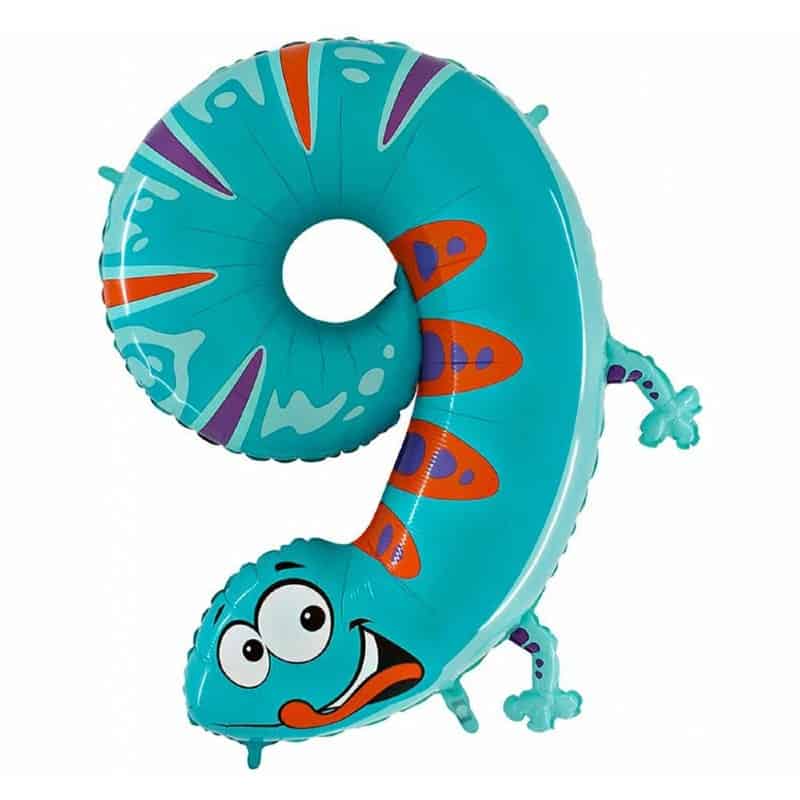 Animaloon Number 9 Gecko Balloon Helium Filled - 40"