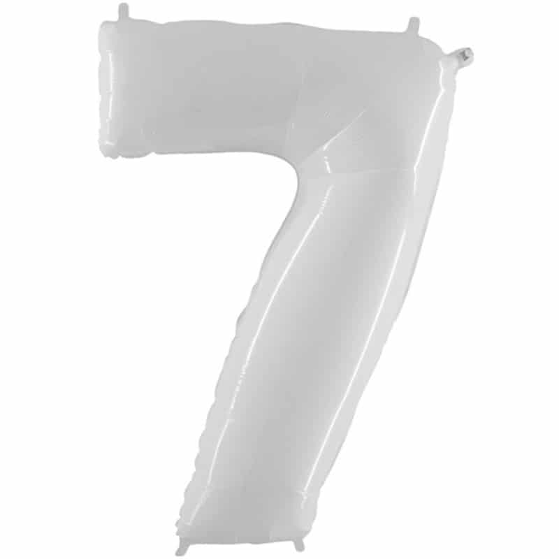 Shiny White Number 7 Balloon Helium Filled - 40"