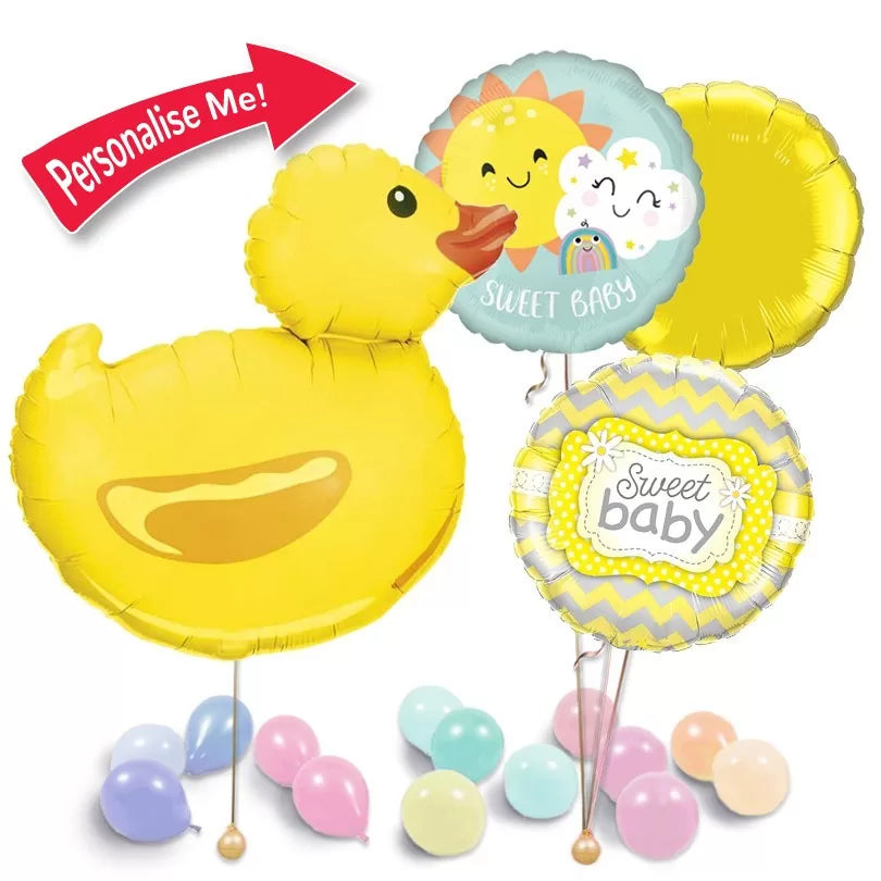 New Baby - Duck Foil Balloon Bouquet Delivery
