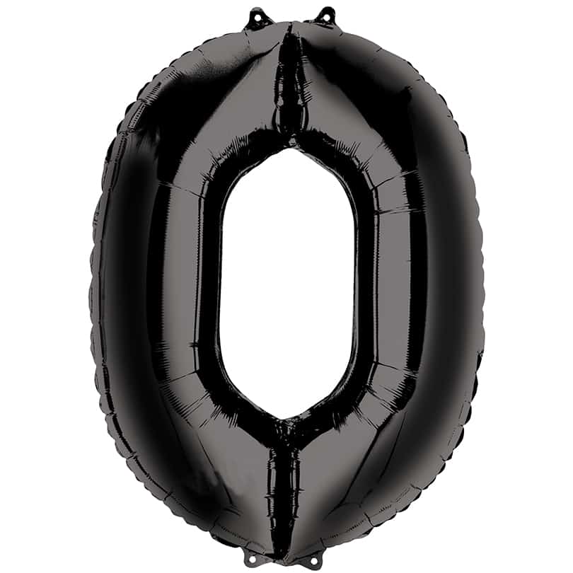 Black Number 0 Balloon Helium Filled - 34"