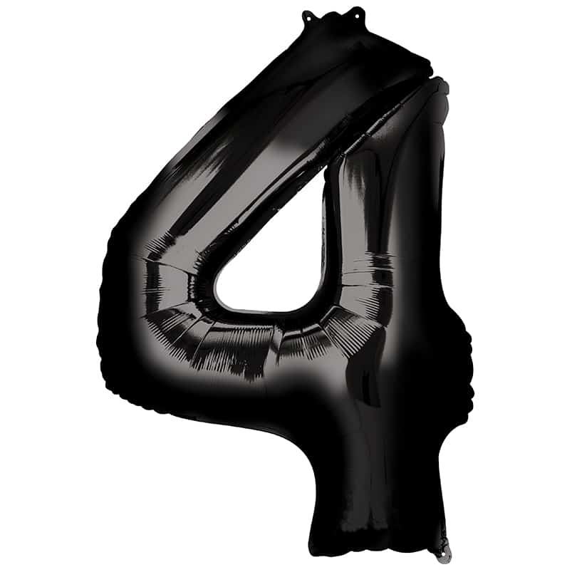 Black Number 4 Balloon Helium Filled - 34"