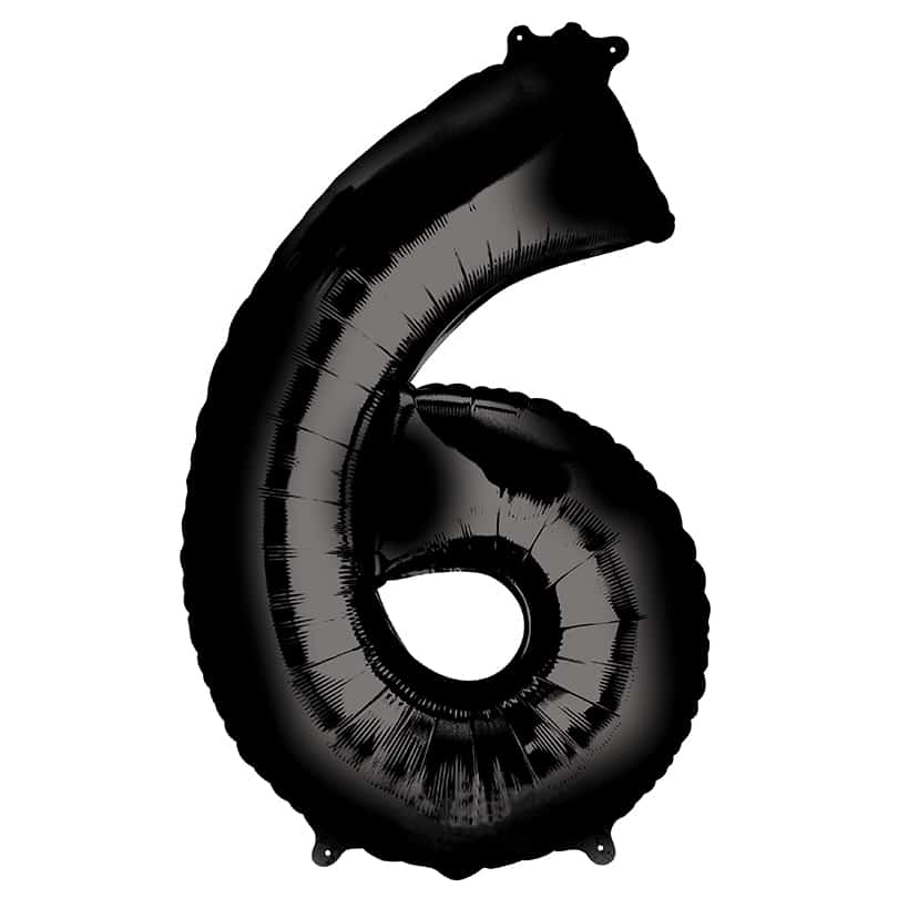 Black Number 6 Balloon Helium Filled - 34"
