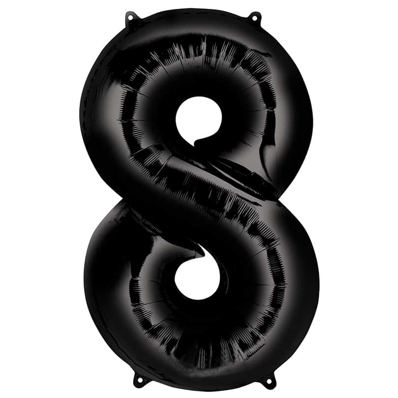 Black Number 8 Balloon Helium Filled - 34"