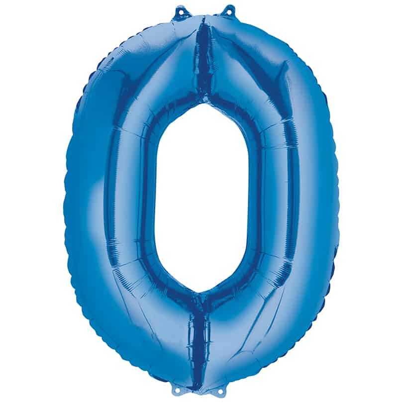 Blue Number 0 Balloon Helium Filled - 34"