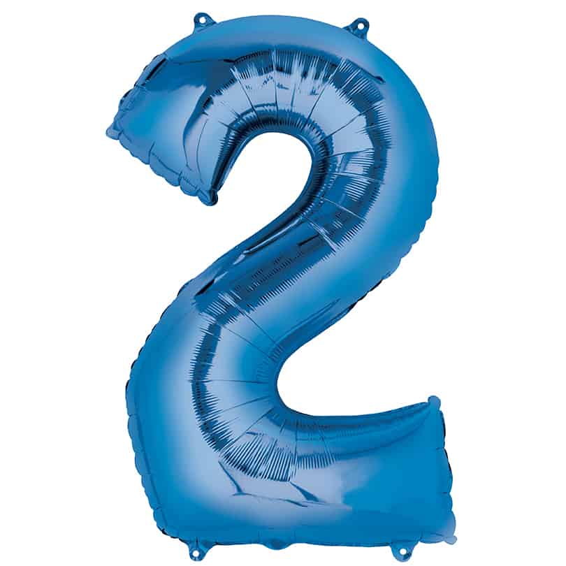 Blue Number 2 Balloon Helium Filled - 34"