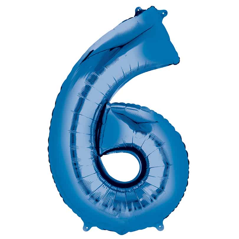 Blue Number 6 Balloon Helium Filled - 34"