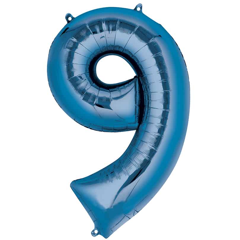 Blue Number 9 Balloon Helium Filled - 34"