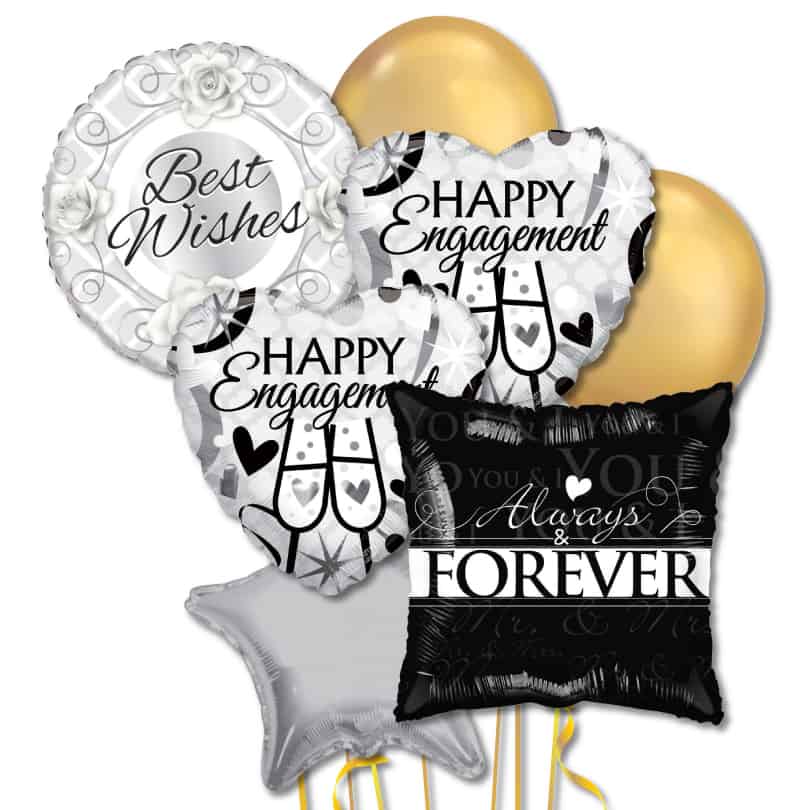 Happy Engagement Foil & Latex Balloon Bouquet Delivery