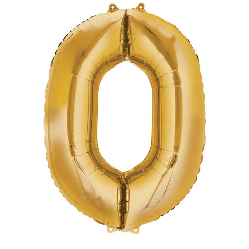 Gold Number 0 Balloon Helium Filled - 34"