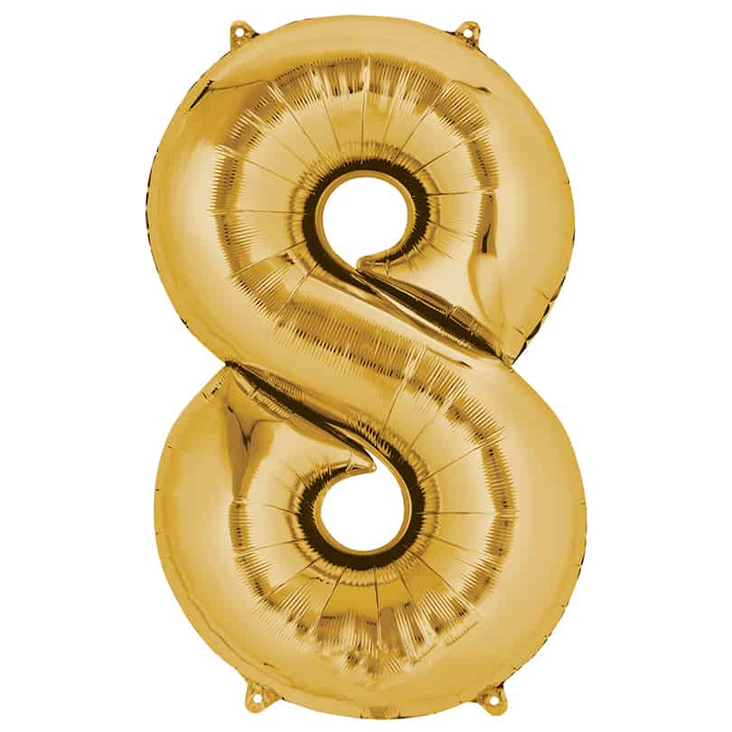 Gold Number 8 Balloon Helium Filled - 34"
