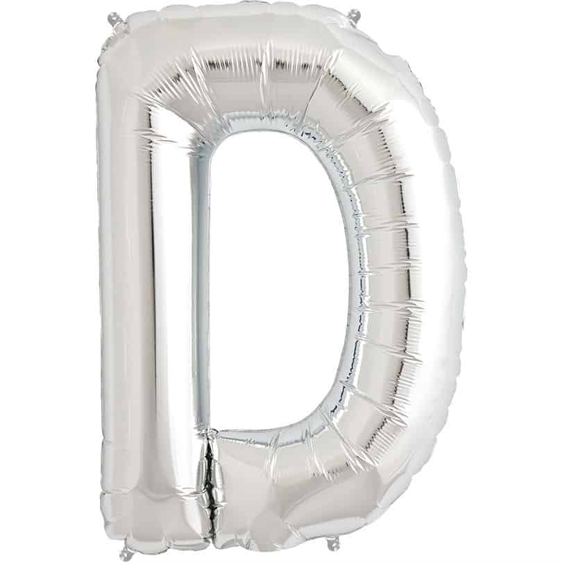 Silver Letter D Helium Filled - 34"