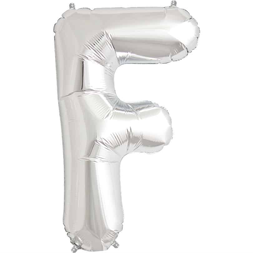 Silver Letter F Helium Filled - 34"