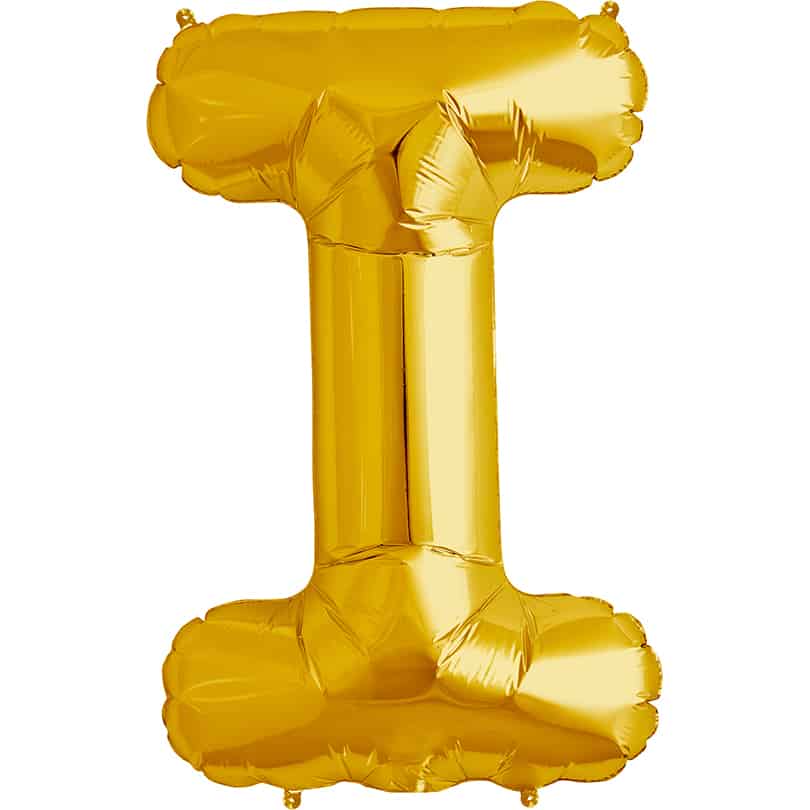 Gold Letter I Helium Filled - 34"