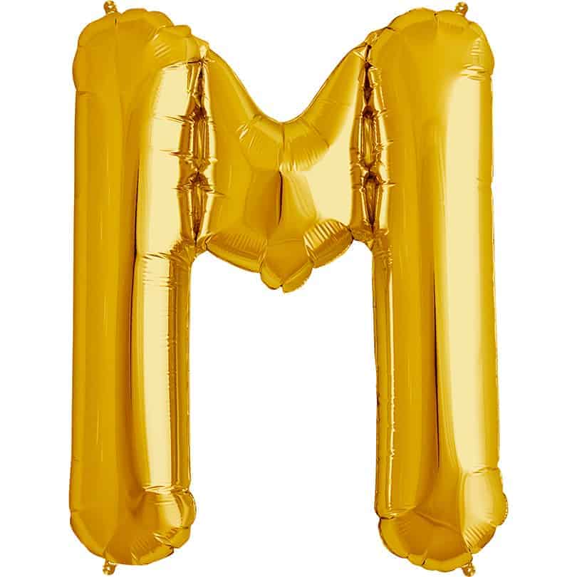 Gold Letter M Helium Filled - 34"
