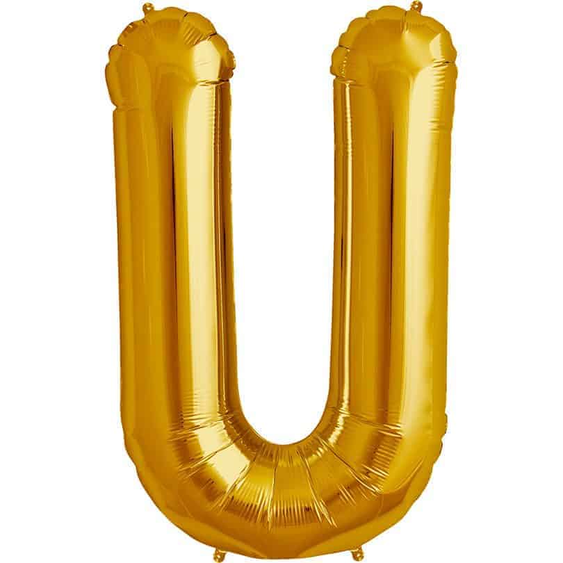 Gold Letter U Helium Filled - 34"