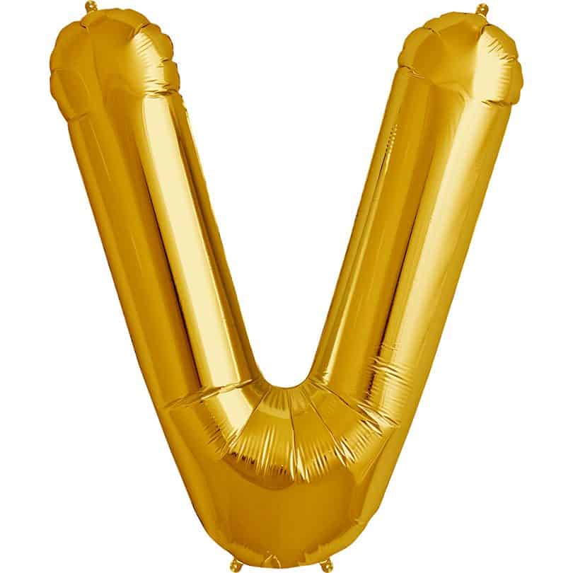 Gold Letter V Helium Filled - 34"