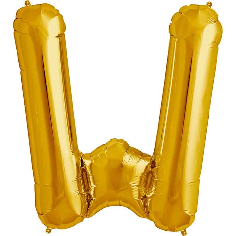 Gold Letter W Helium Filled - 34"