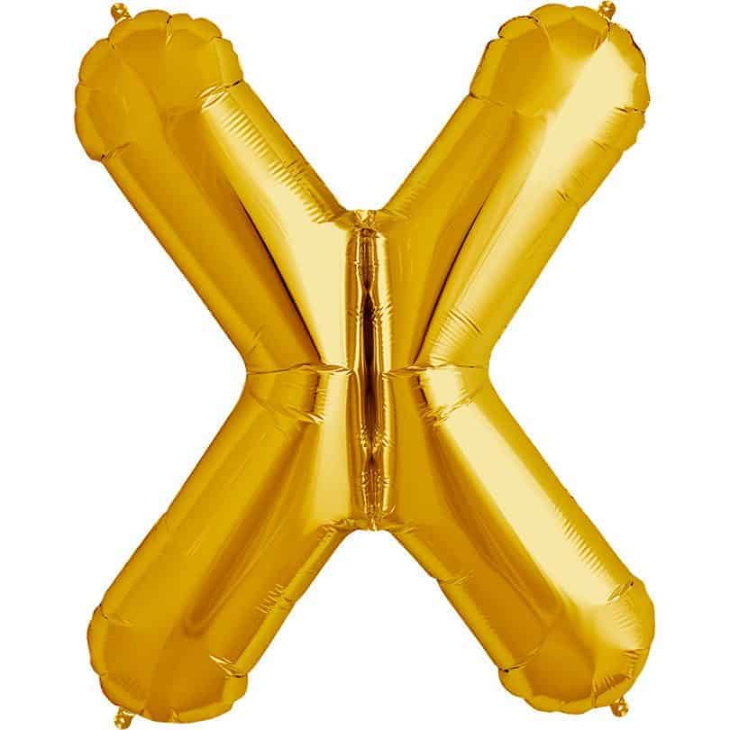Gold Letter X Helium Filled - 34"