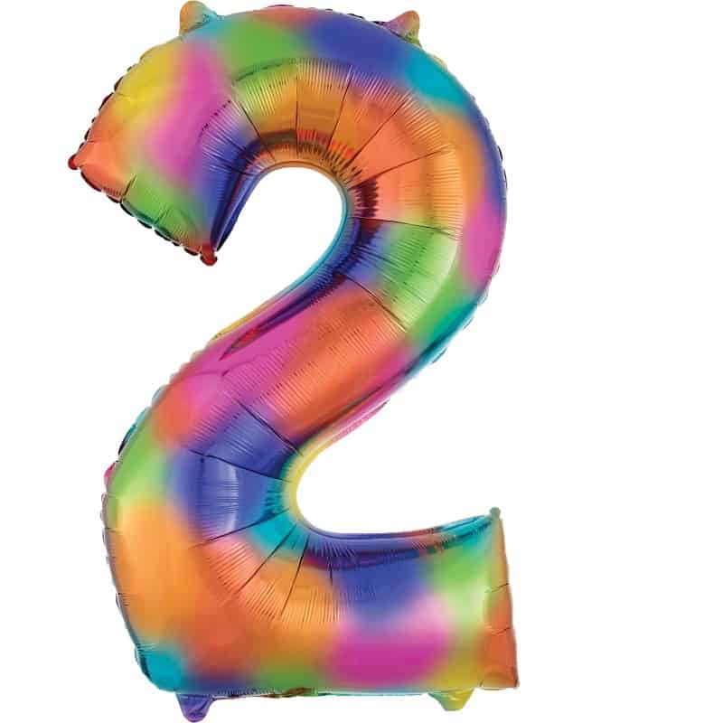 Multi-Colour Number 2 Balloon Helium Filled - 34"