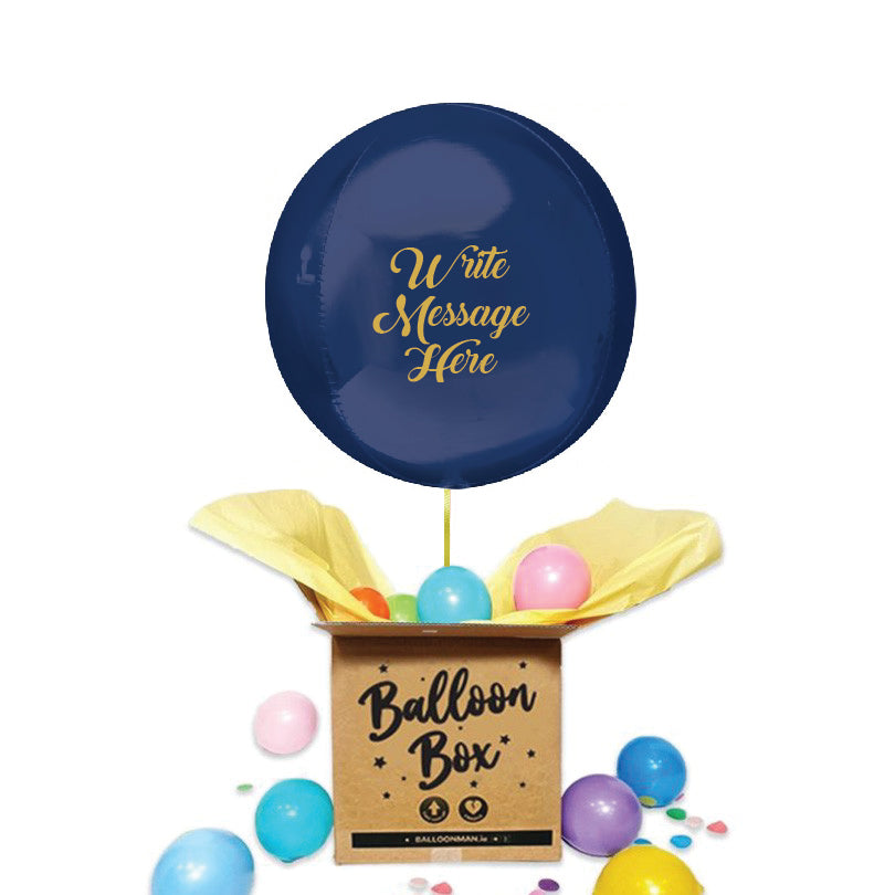 Round Shaped Personalised Orb Balloon - Navy