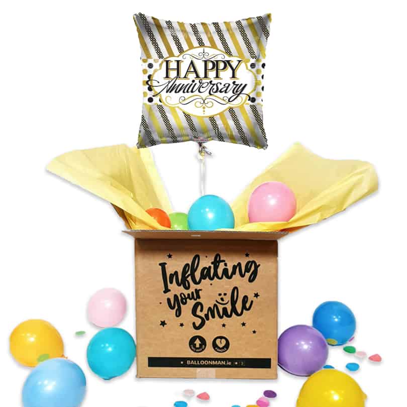 18" Anniversary Lines & Dots Balloon Delivery