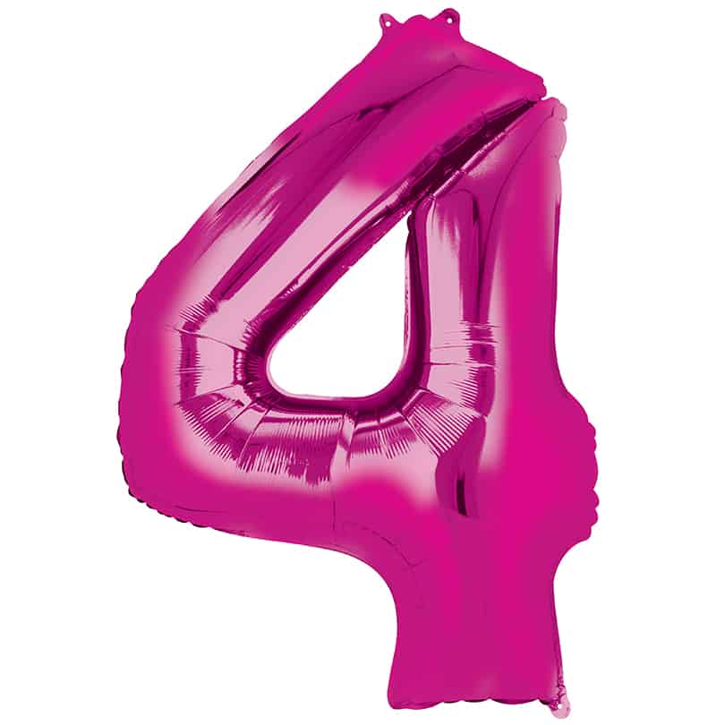 Pink Number 4 Balloon Helium Filled - 34"