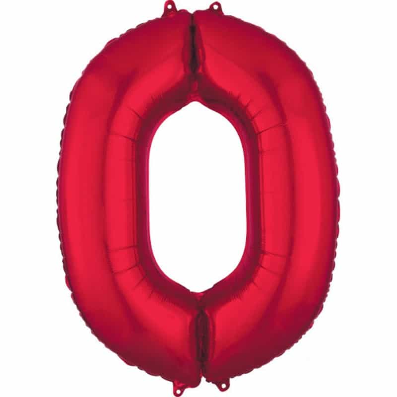 Red Number 0 Helium Filled - 34"
