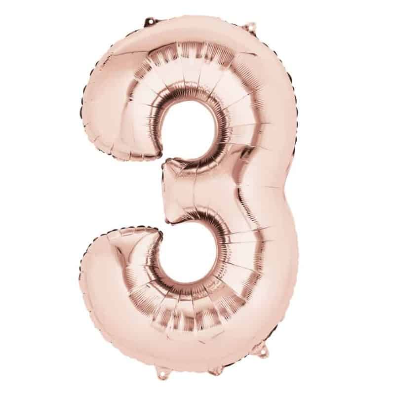 Rose Gold Number 3 Helium Filled - 34"