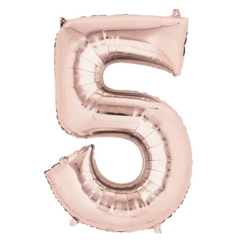Rose Gold Number 5 Helium Filled - 34"