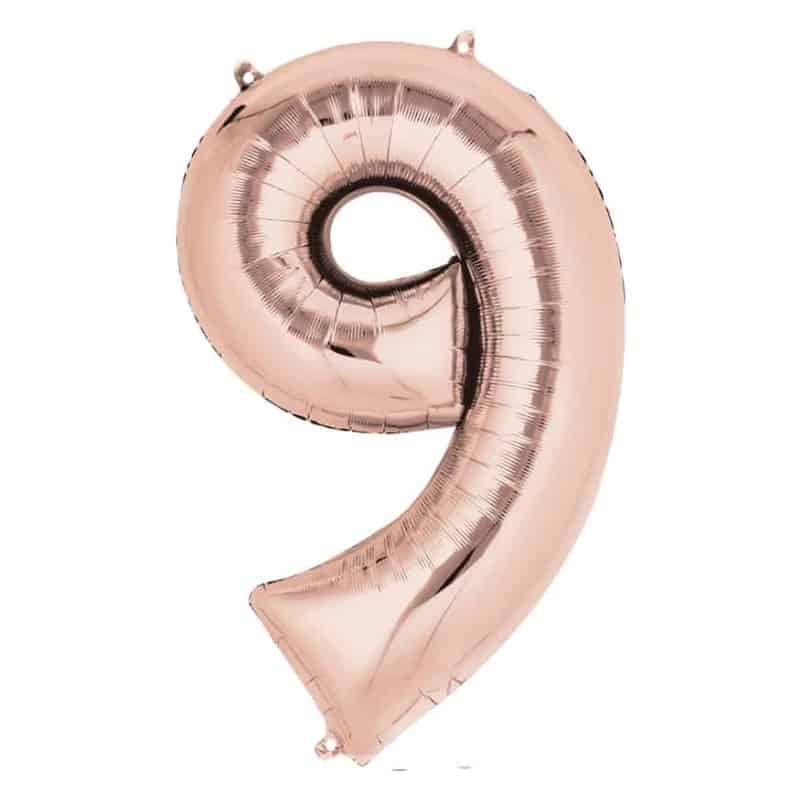 Rose Gold Number 9 Helium Filled - 34"