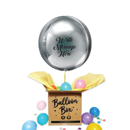Round Shaped Personalised Orb Balloon - Silver