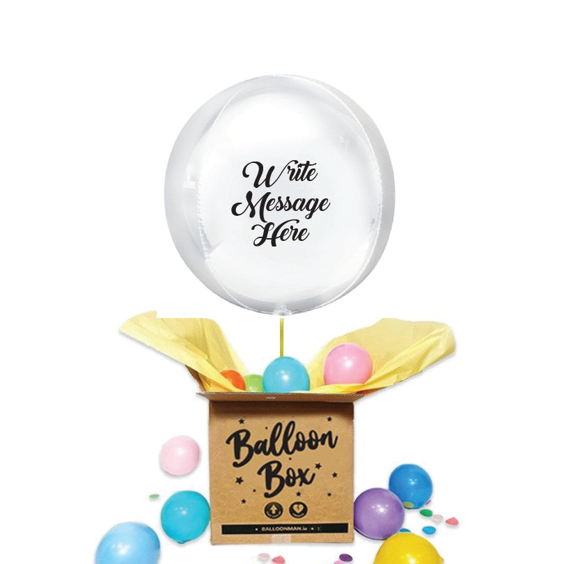 Round Shaped Personalised Orb Balloon - White