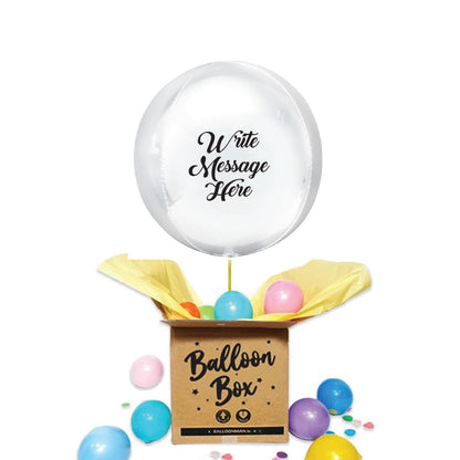 Round Shaped Personalised Orb Balloon - White