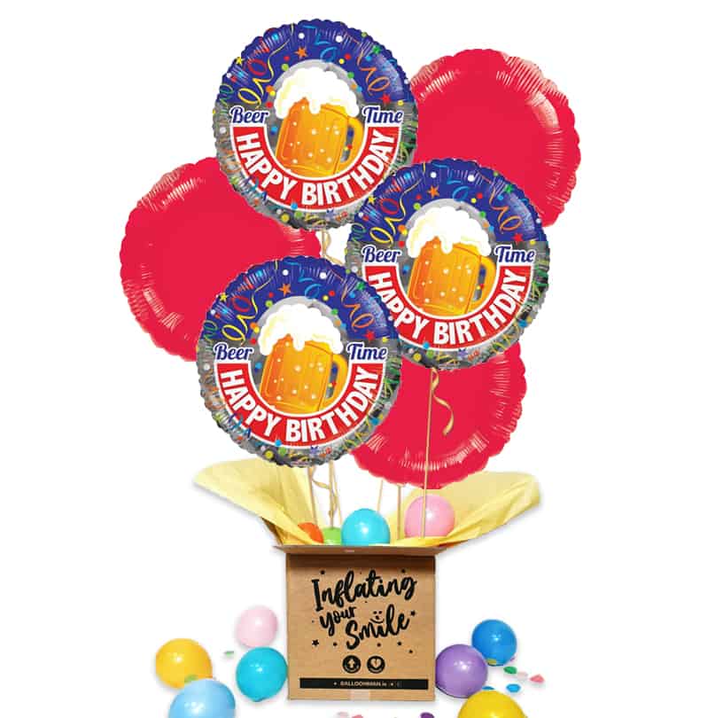 Beer Time Birthday Foil Balloon Bouquet Delivery