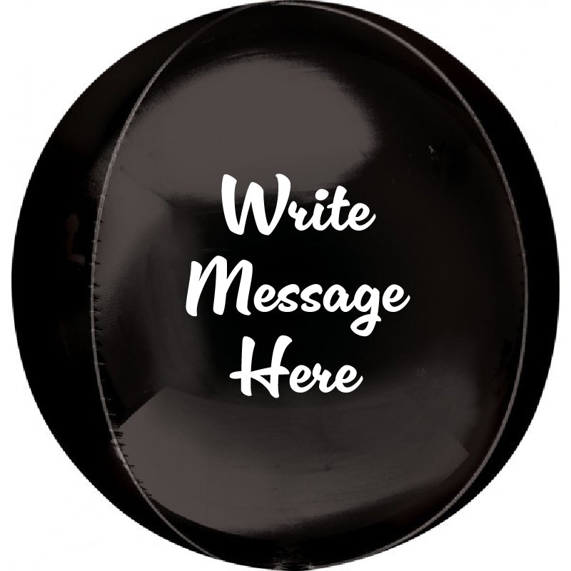 Round Shaped Personalised Orb Balloon - Black