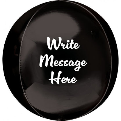 Round Shaped Personalised Orb Balloon - Black