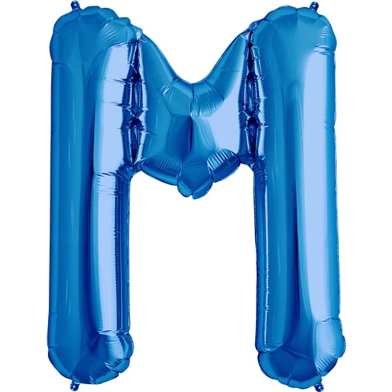 Blue Letter M Helium Filled - 34"
