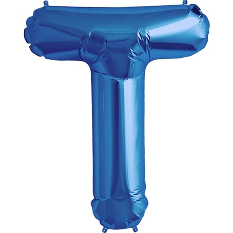 Blue Letter T Helium Filled - 34"