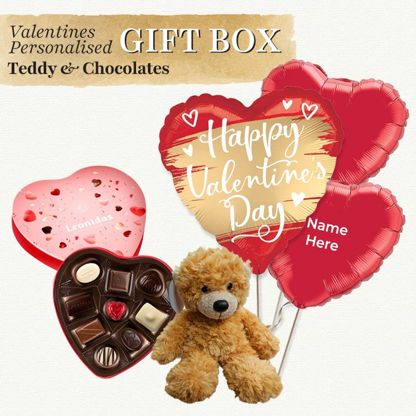Personalised Valentine Gift Box - Chocolates & Teddy