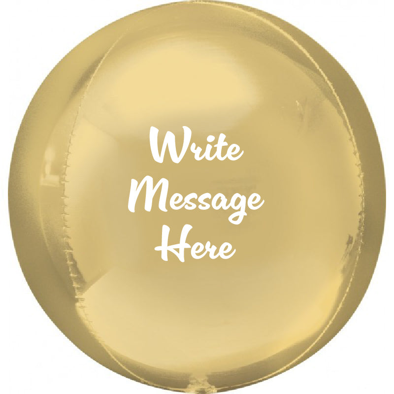 Round Shaped Personalised Orb Balloon - Gold