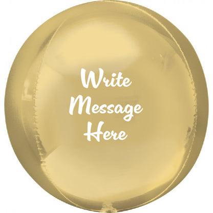 Round Shaped Personalised Orb Balloon - Gold