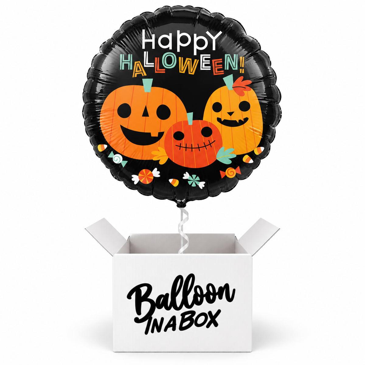 Happy Halloween pumpkins balloon in a Balloon In A Box gift box