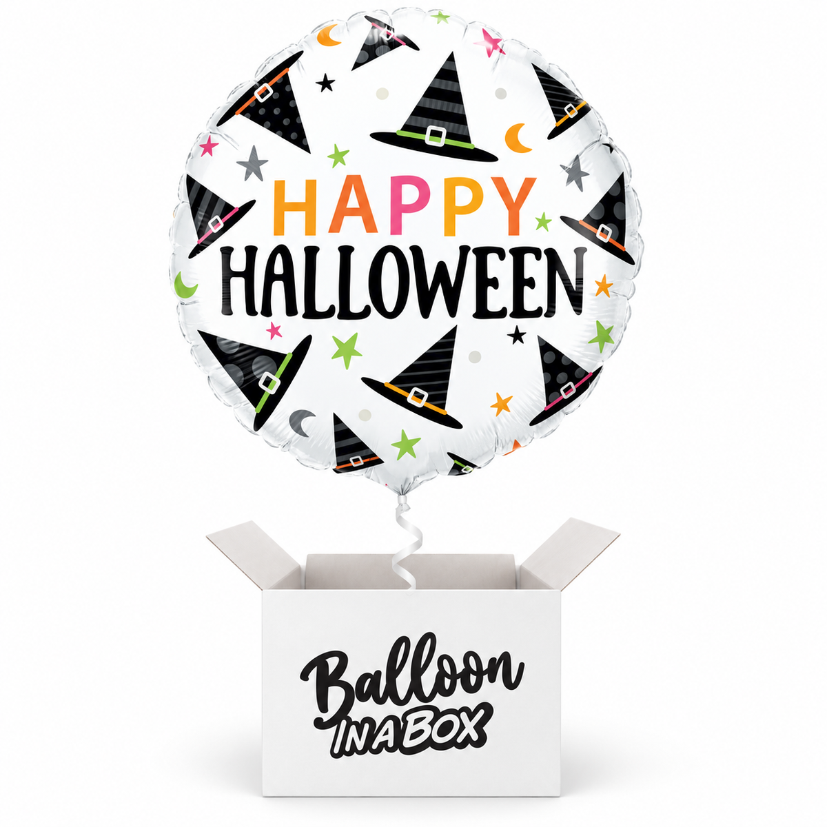 Happy Halloween witch hats balloon in a Balloon In A Box gift box