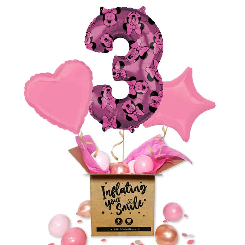 Pink Disney Minnie Mouse Number 3 Balloon Delivery
