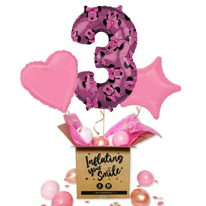 Pink Disney Minnie Mouse Number 3 Balloon Delivery