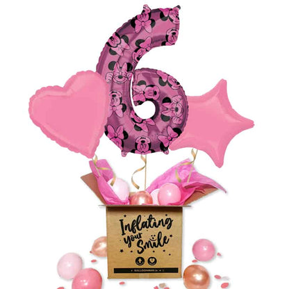 Pink Disney Minnie Mouse Number 6 Balloon Delivery