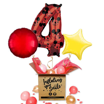 Red Disney Mickey Mouse Number 4 Balloon Delivery